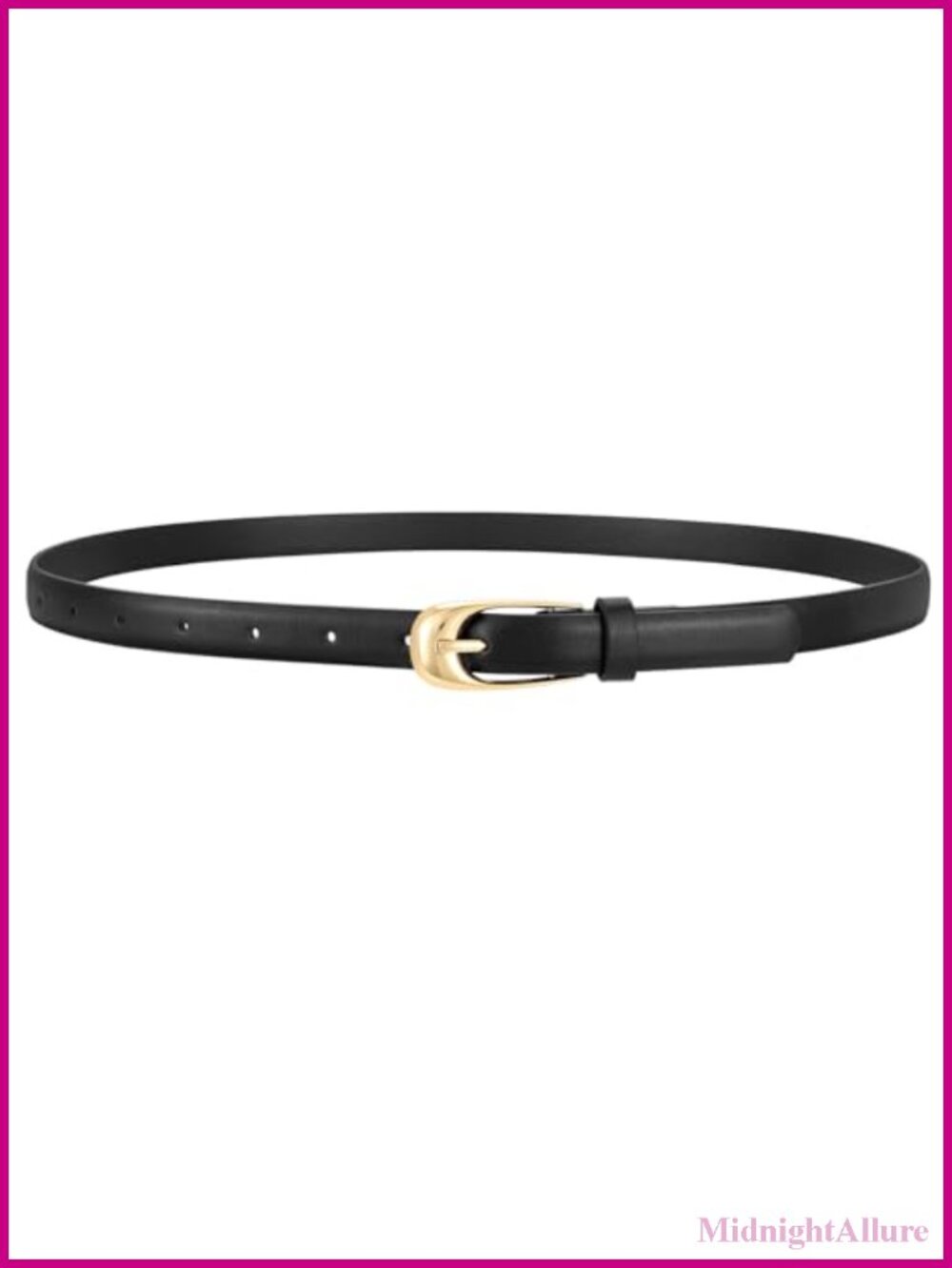 Skinny PU Leather Belt for Dress Jeans with Gold Buckle 0.7" Width